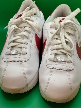 Cortez Nike White Leather Sneakers with Red Swoosh
